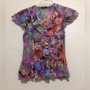 Violet And Claire Multi-Colored Blouse. Size L Check Measurements, Looks Smaller